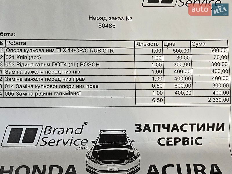 Фото Acura TLX з оголошення AUTO.RIA